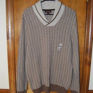 TASSO ELBA MENS PULL OVER SHAWL COLLAR SWEATER SIZE M CHEVRON PATTERN NEW